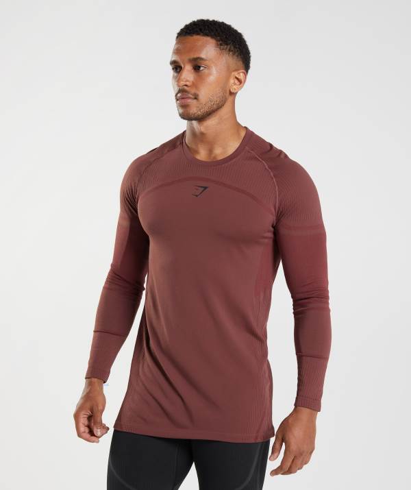 Panske Mikiny Gymshark 315 Long Sleeve Ruzove Hnede | NZ5093172